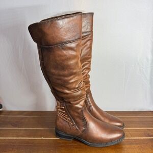 Bare Traps Riding Boots Averil Tall Shaft Ruched Women's 7 Side Zip Winter